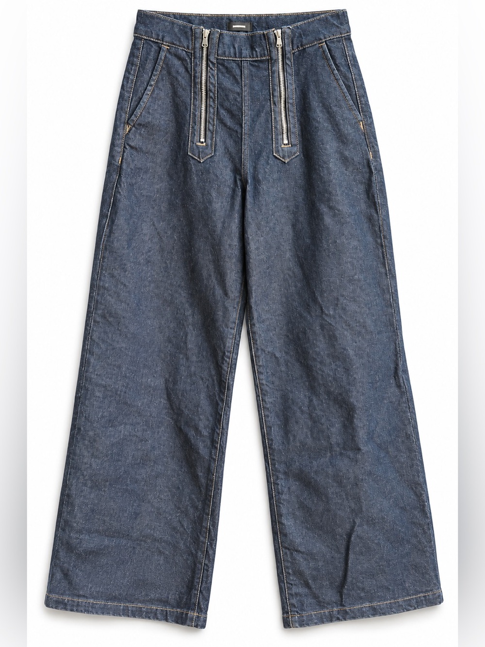 Express Wide Leg High Rise Jeans - Dark Indigo Blue double zip / size 2s / Y2K
